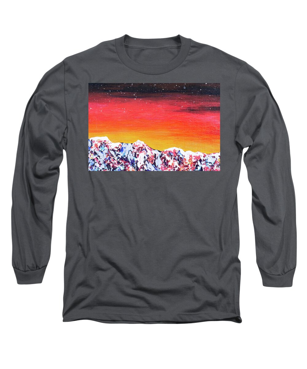 Mountain Long Sleeve T-Shirt featuring the painting Deliverance Fragment #2 by Ashley Wright