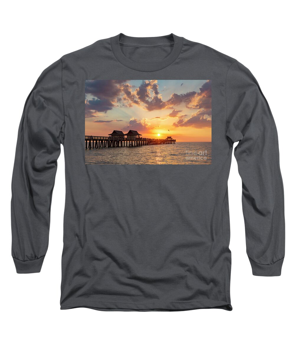 Naples Long Sleeve T-Shirt featuring the photograph Naples Pier at Sunset #2 by Brian Jannsen