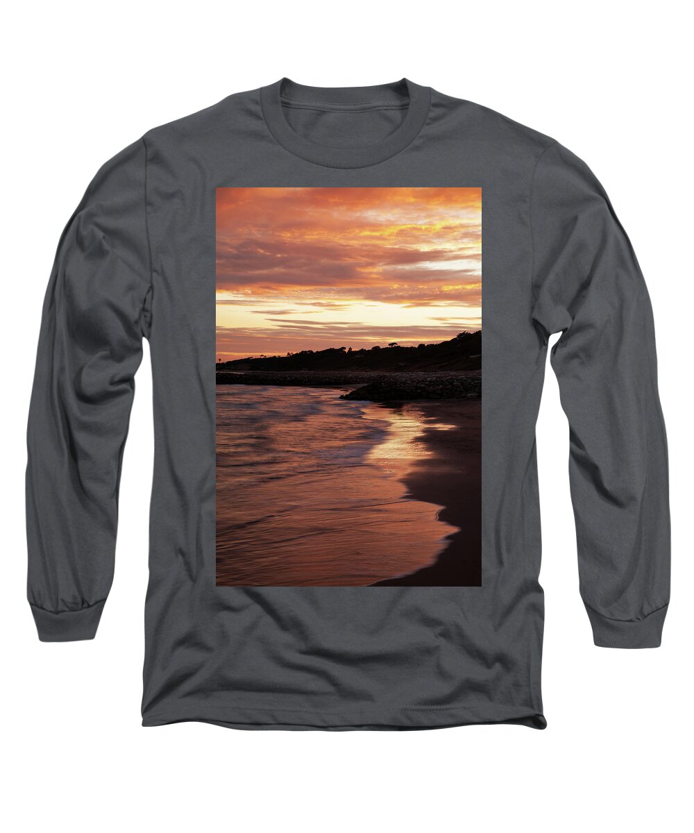 Highcliffe Long Sleeve T-Shirt featuring the photograph Highcliffe Beach at sunset #4 by Ian Middleton