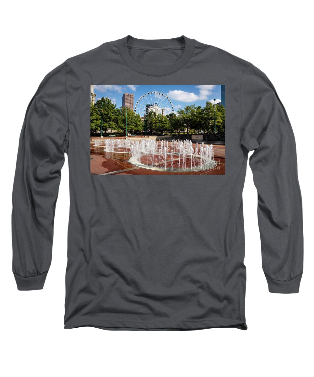 Architecture Long Sleeve T-Shirt featuring the photograph Fountain of Rings at Centennial Olympic Park Atlanta #5 by Sanjeev Singhal