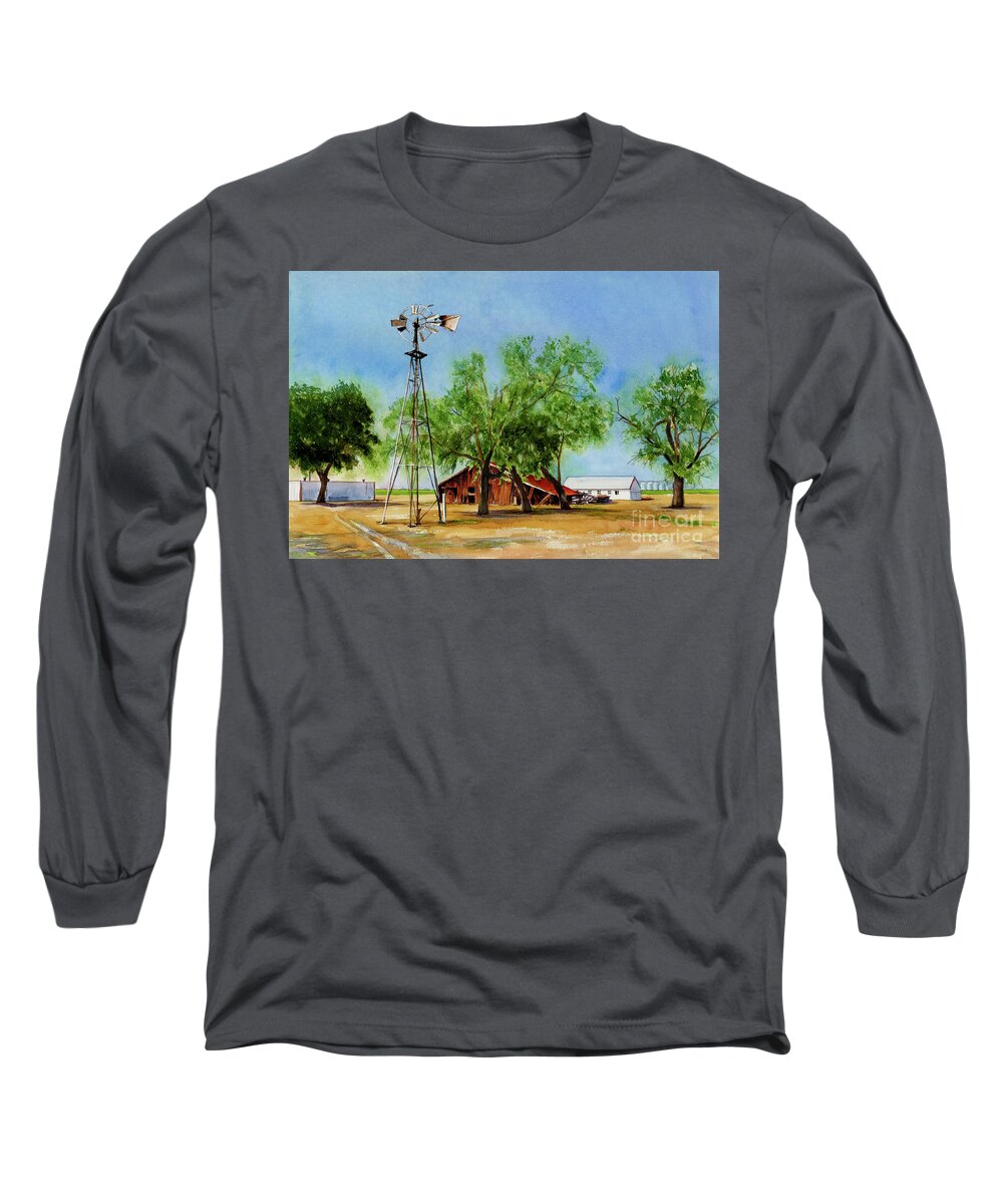 Placer Arts Long Sleeve T-Shirt featuring the painting #506 Algeos Barn #506 by William Lum
