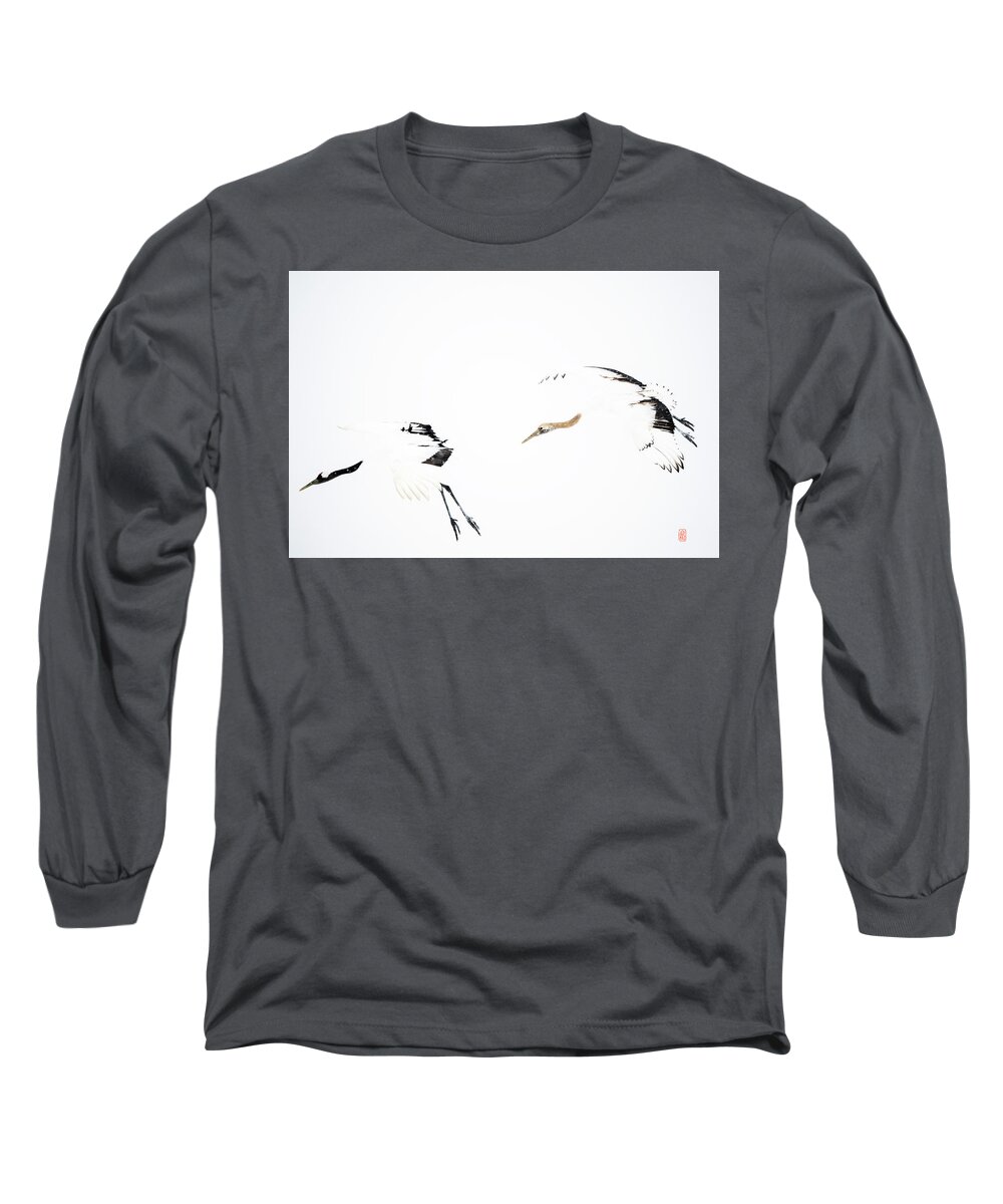 Snow Long Sleeve T-Shirt featuring the photograph Tancho in snow #6 by Yoshiki Nakamura