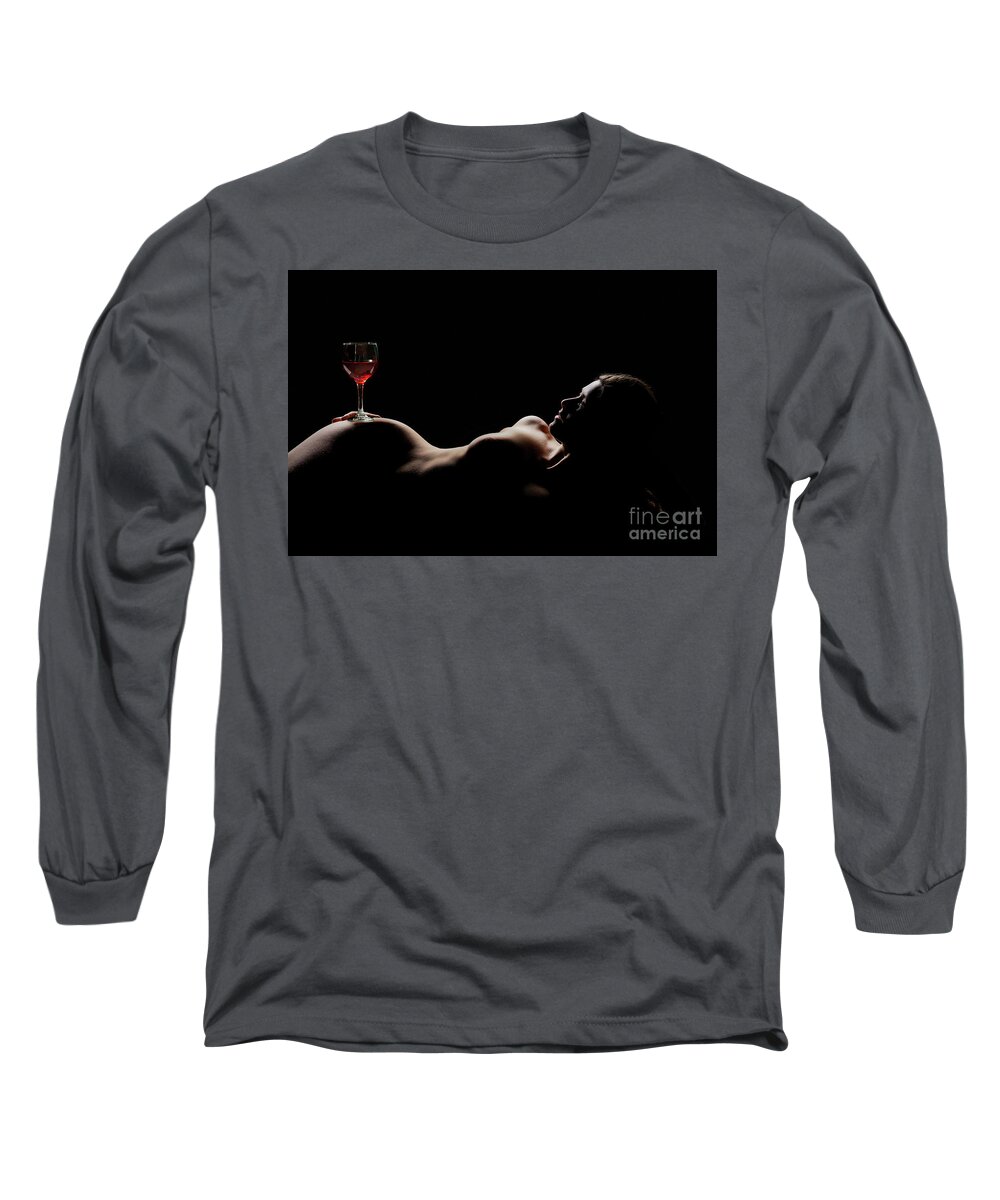 Adult Long Sleeve T-Shirt featuring the photograph A Girl and Her Wine by Ed Taylor
