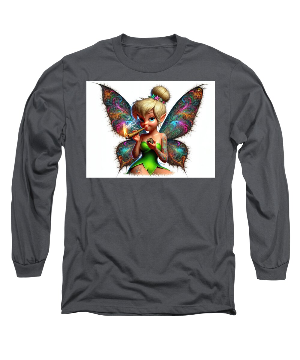 Fairy Long Sleeve T-Shirt featuring the digital art A Magical Nightly Treat by Bill And Linda Tiepelman
