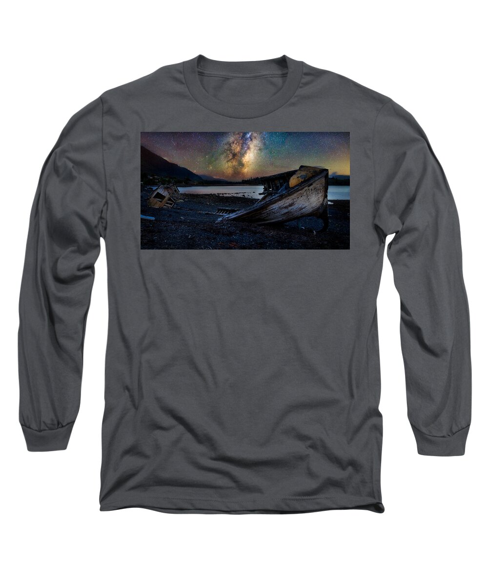 Craig Long Sleeve T-Shirt featuring the photograph A Milkyway Boat wreck by Bradley Morris