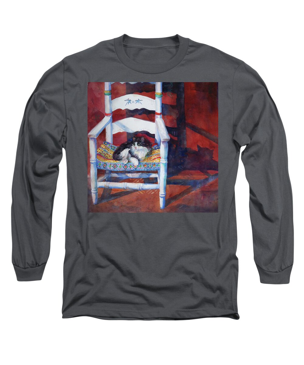 Cat Long Sleeve T-Shirt featuring the painting A Moment in Time, with cat by Sue Kemp