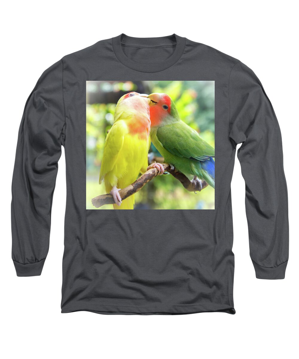 Rosy-faced Long Sleeve T-Shirt featuring the photograph A pair of lovers by Avon 's Perception