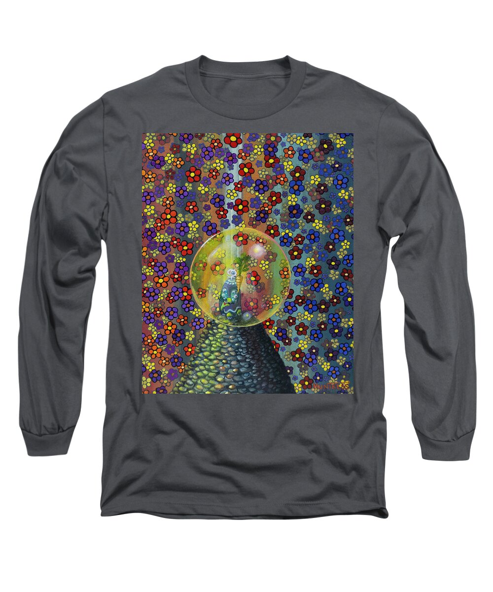 Pop Surrealism Long Sleeve T-Shirt featuring the painting A Reward for Your Climb by Mindy Huntress