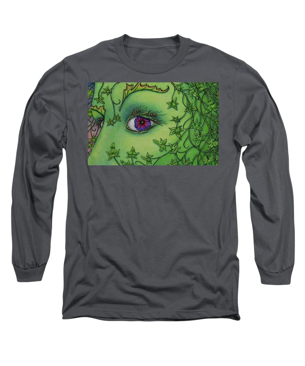 Kim Mcclinton Long Sleeve T-Shirt featuring the drawing The Side-Eye from Mother Nature by Kim McClinton