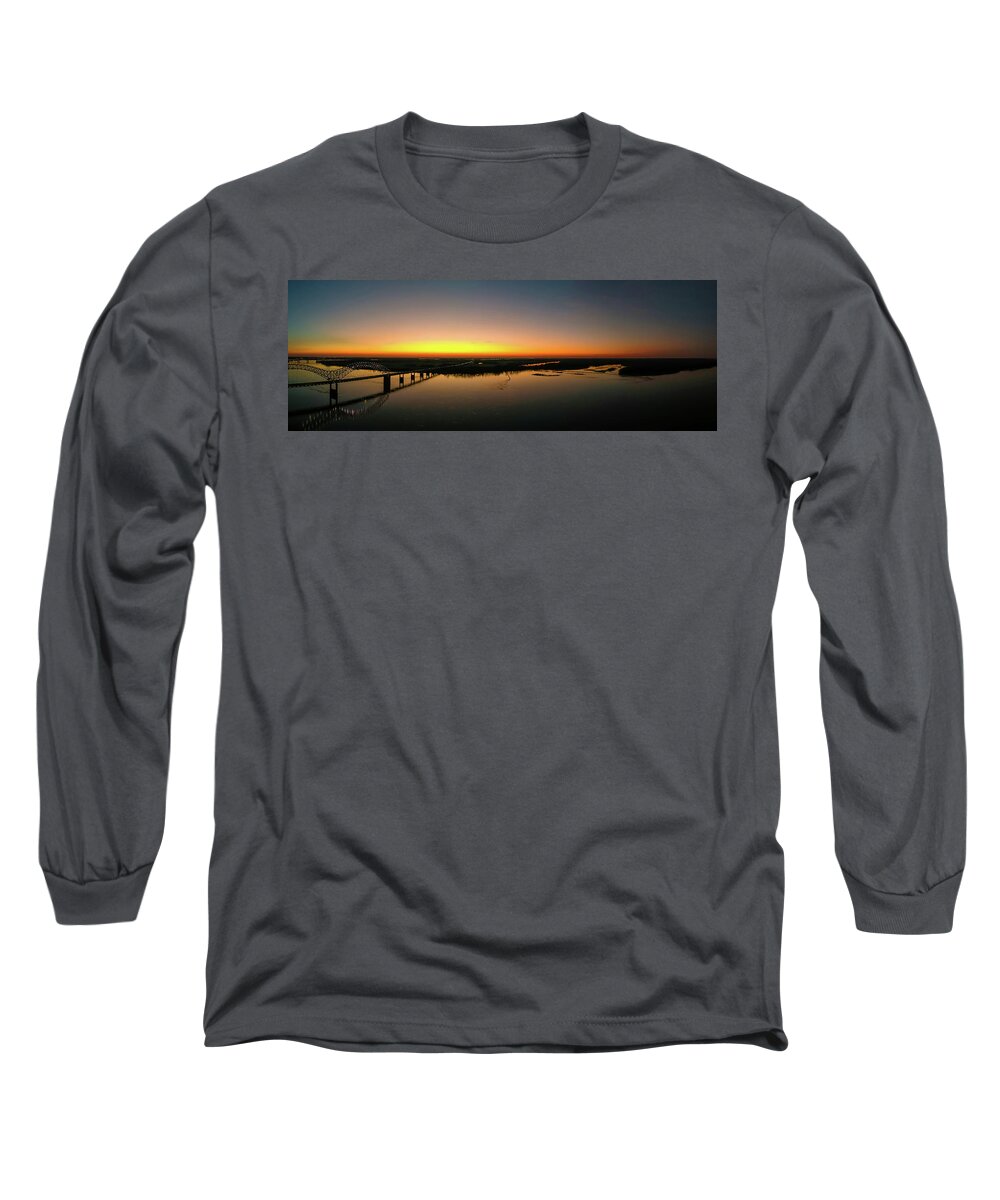 Sunset Long Sleeve T-Shirt featuring the photograph A Sunset Over The Mississippi River by Marcus Jones