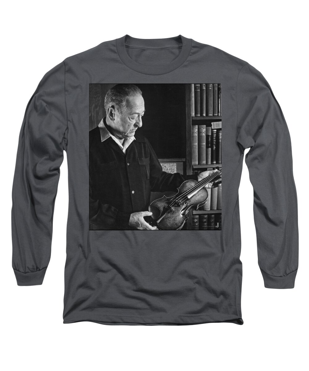Beverlyhills Long Sleeve T-Shirt featuring the photograph A Violin Inspection by Jascha Heifetz by Jay Heifetz