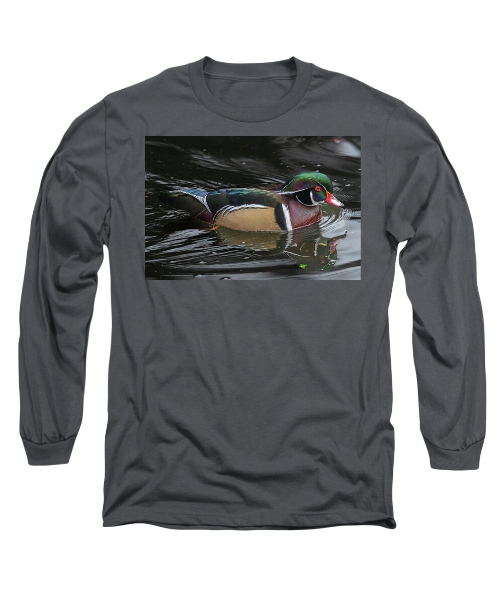 Woodduck Long Sleeve T-Shirt featuring the photograph A Wood Duck by Jerry Cahill