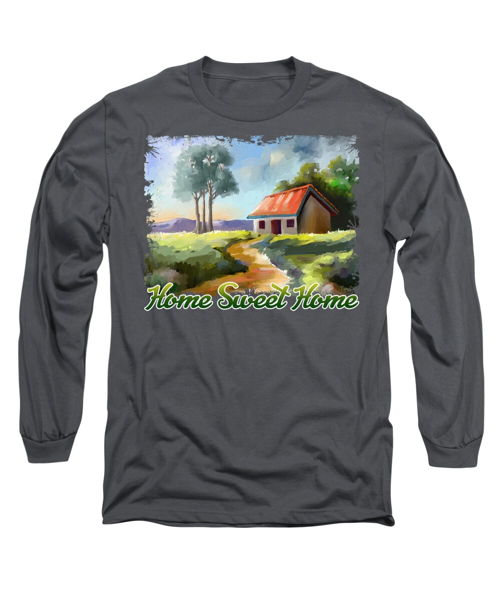 Gift Long Sleeve T-Shirt featuring the painting Abandoned Home by Anthony Mwangi