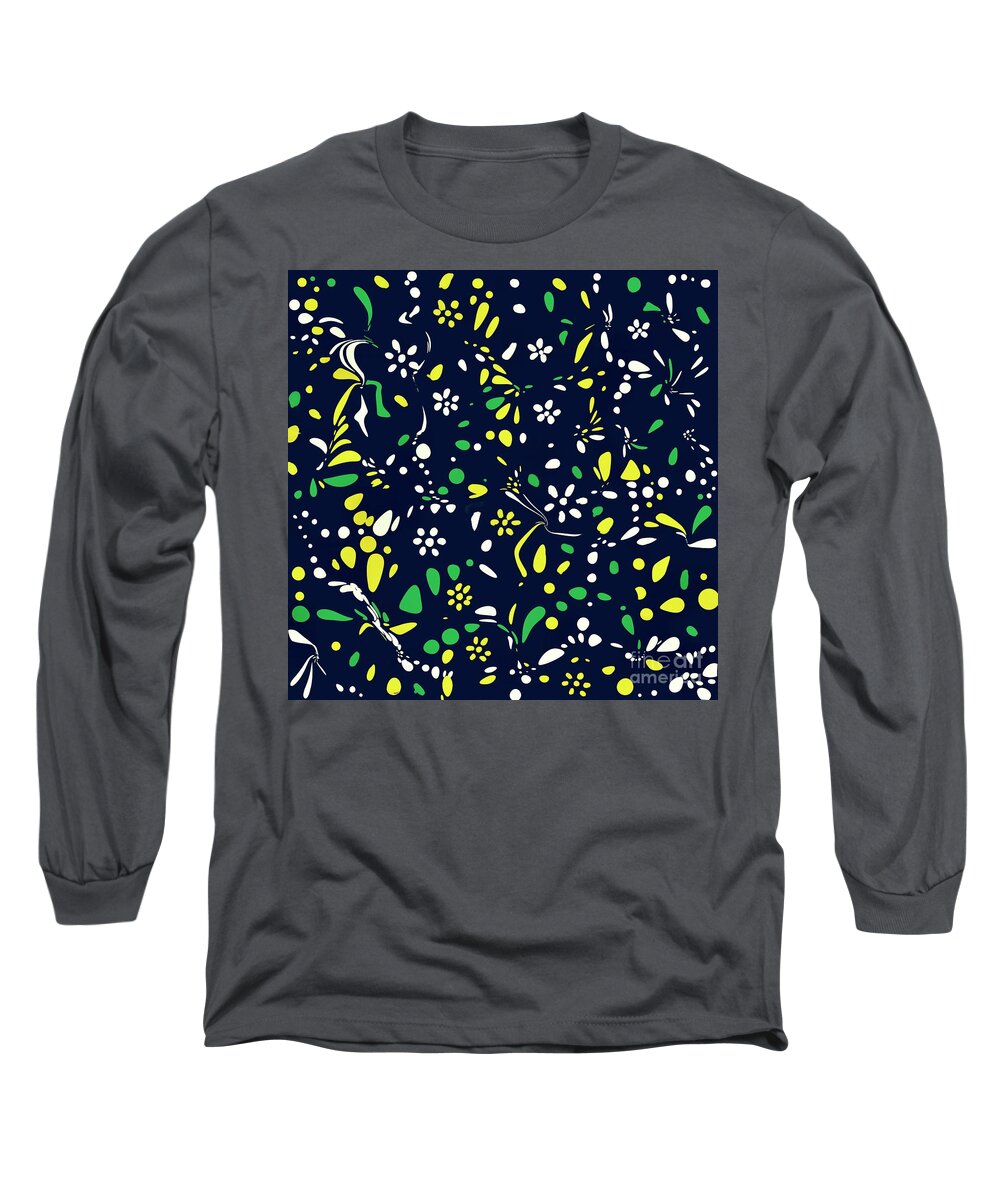 Abstract Floral Design Long Sleeve T-Shirt featuring the digital art Abstract floraldesign by Elaine Hayward