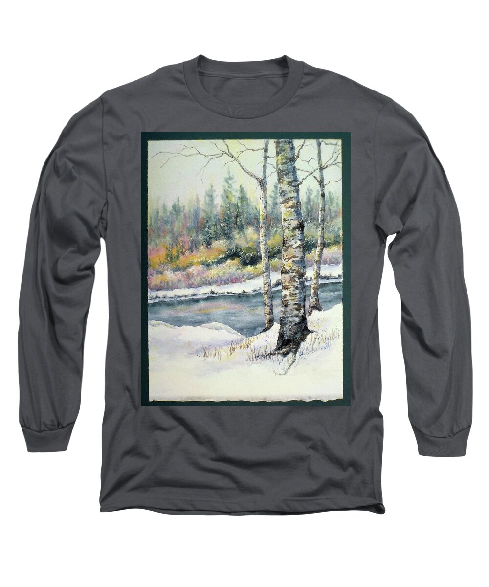 Watercolor Long Sleeve T-Shirt featuring the painting Across The Stream by Carolyn Rosenberger