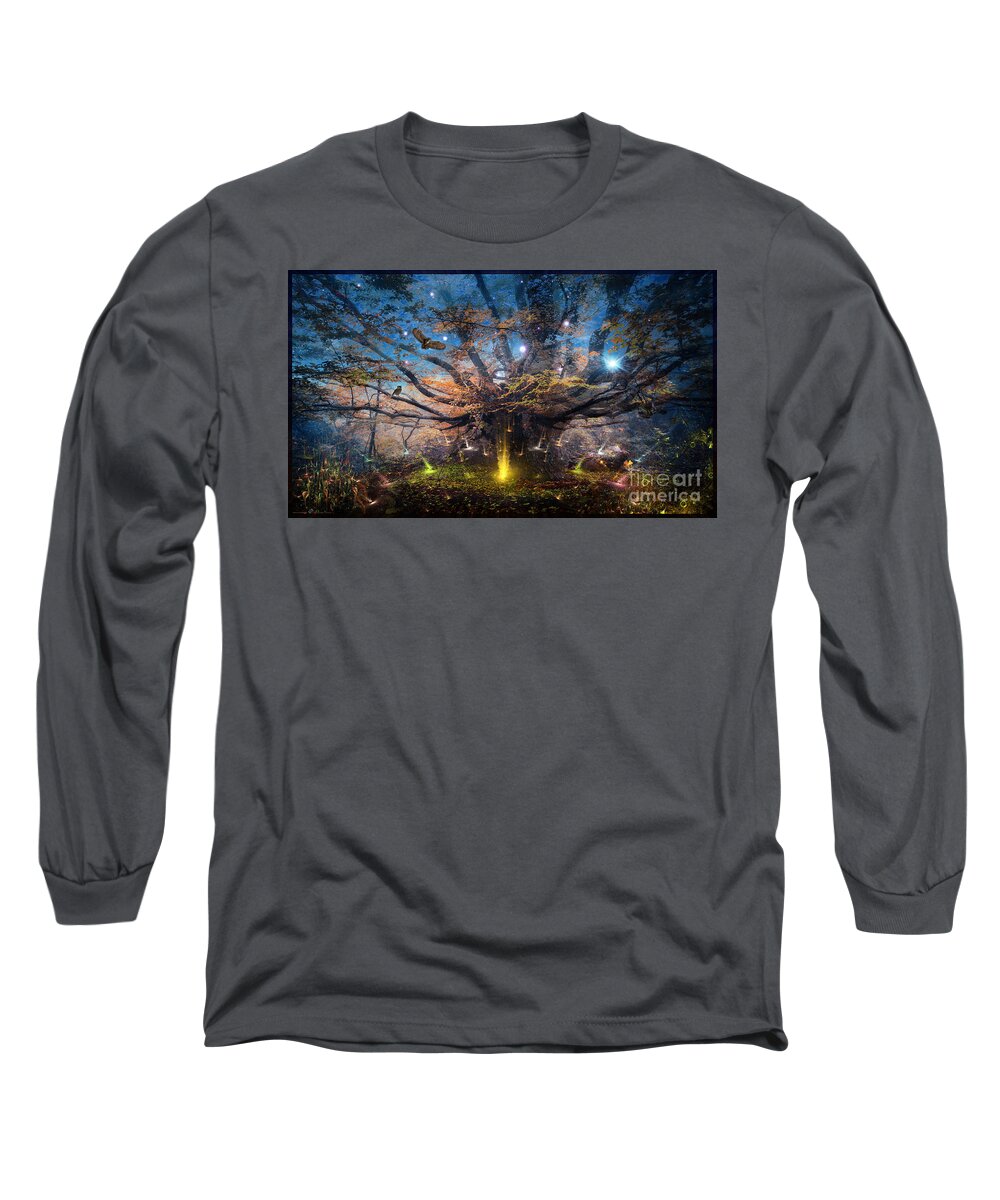 A Giant Tree Long Sleeve T-Shirt featuring the digital art After Earth-II - Digital Artwork by Leonard Rubins