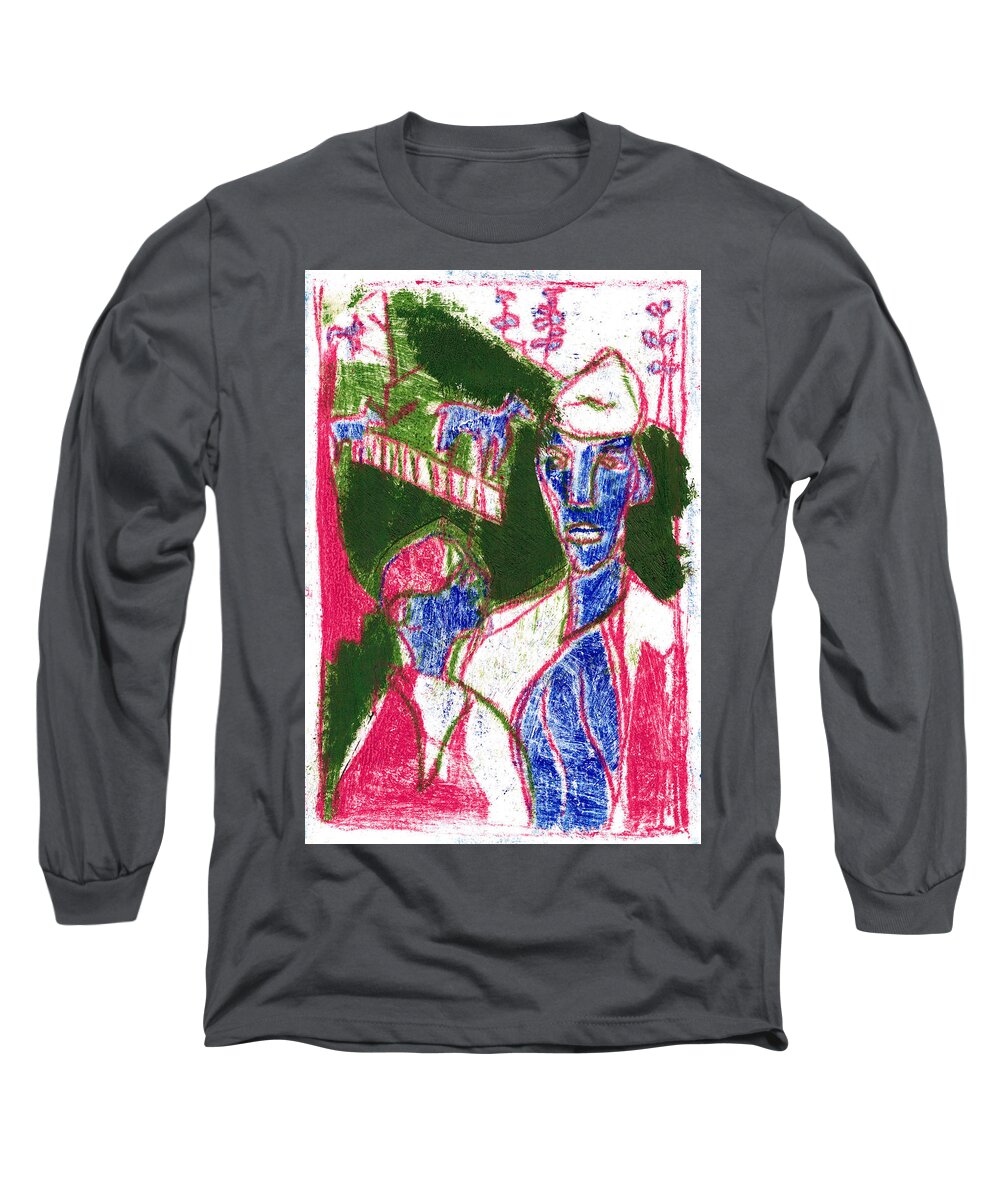 Face Long Sleeve T-Shirt featuring the painting Heckel's Horse Jr. oil painting 28 by Edgeworth Johnstone
