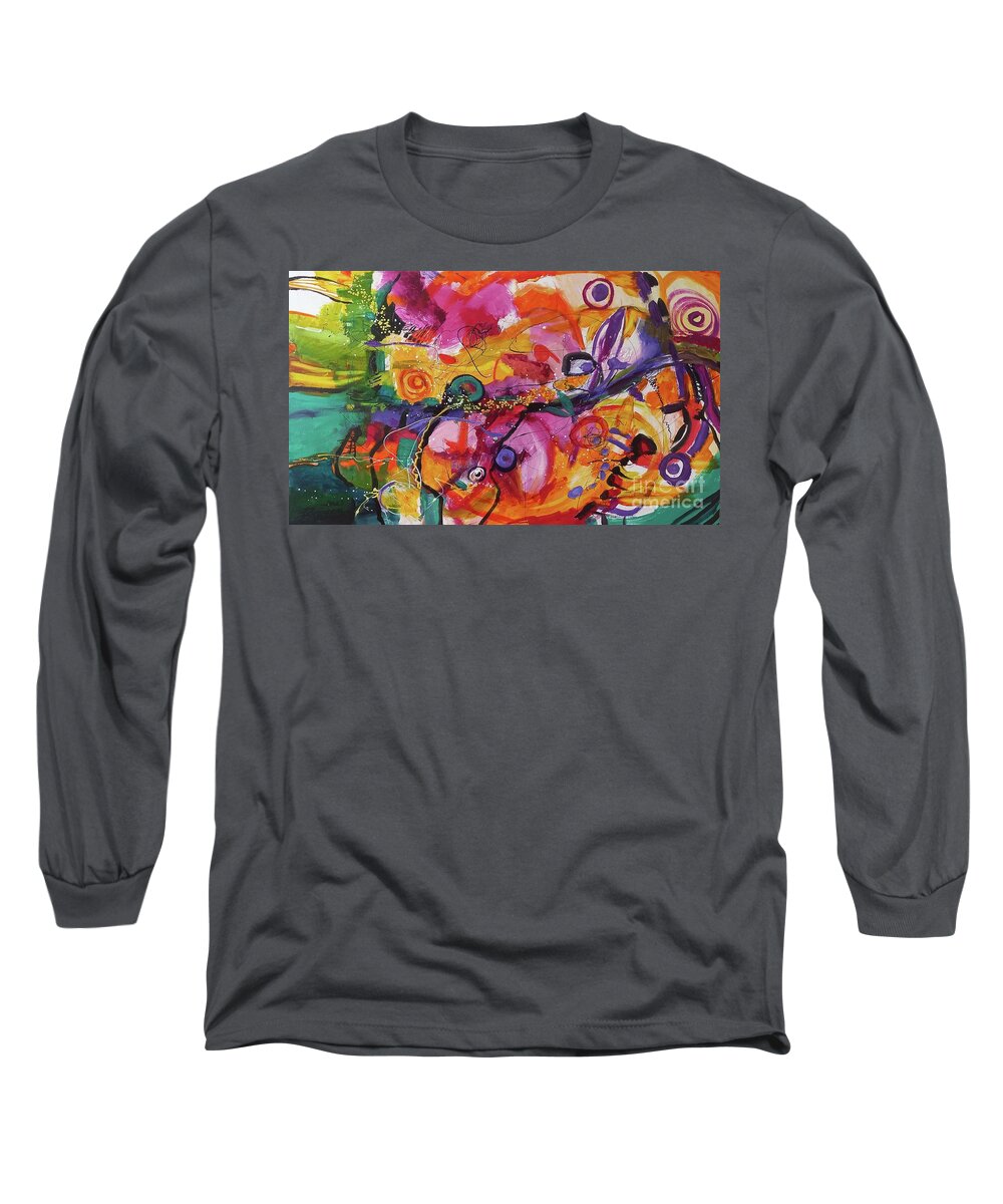 Modern Art Long Sleeve T-Shirt featuring the painting Aleea cu furnici by Elena Bissinger