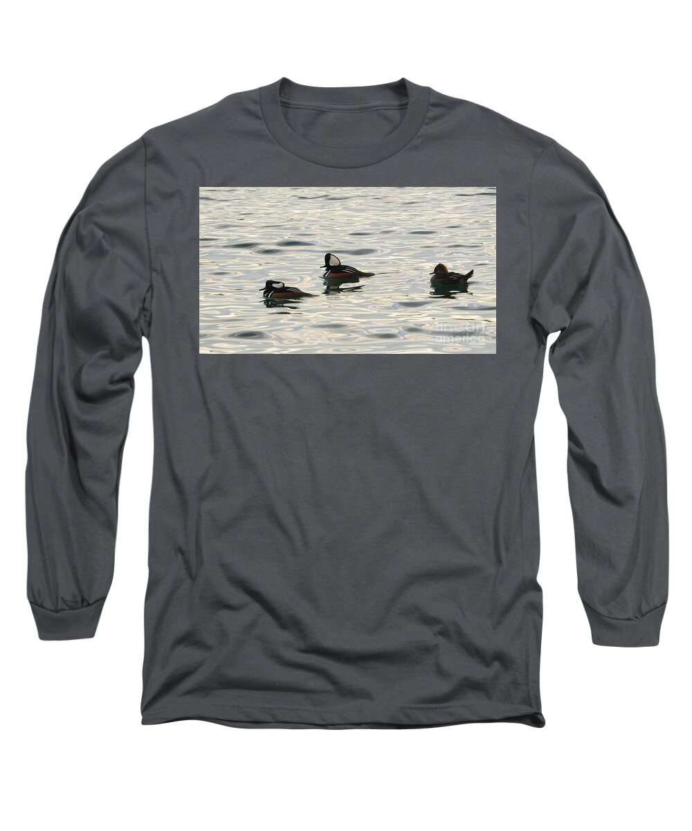 Hooded Mergansers Long Sleeve T-Shirt featuring the photograph All in the Family by fototaker Tony