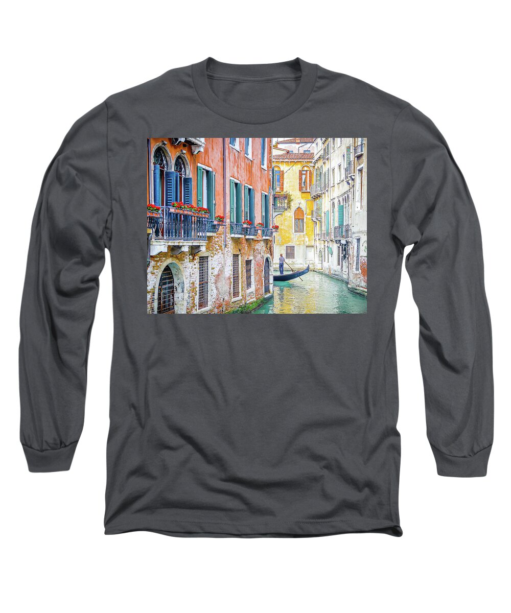Venice Long Sleeve T-Shirt featuring the photograph Along The Canal by Marla Brown
