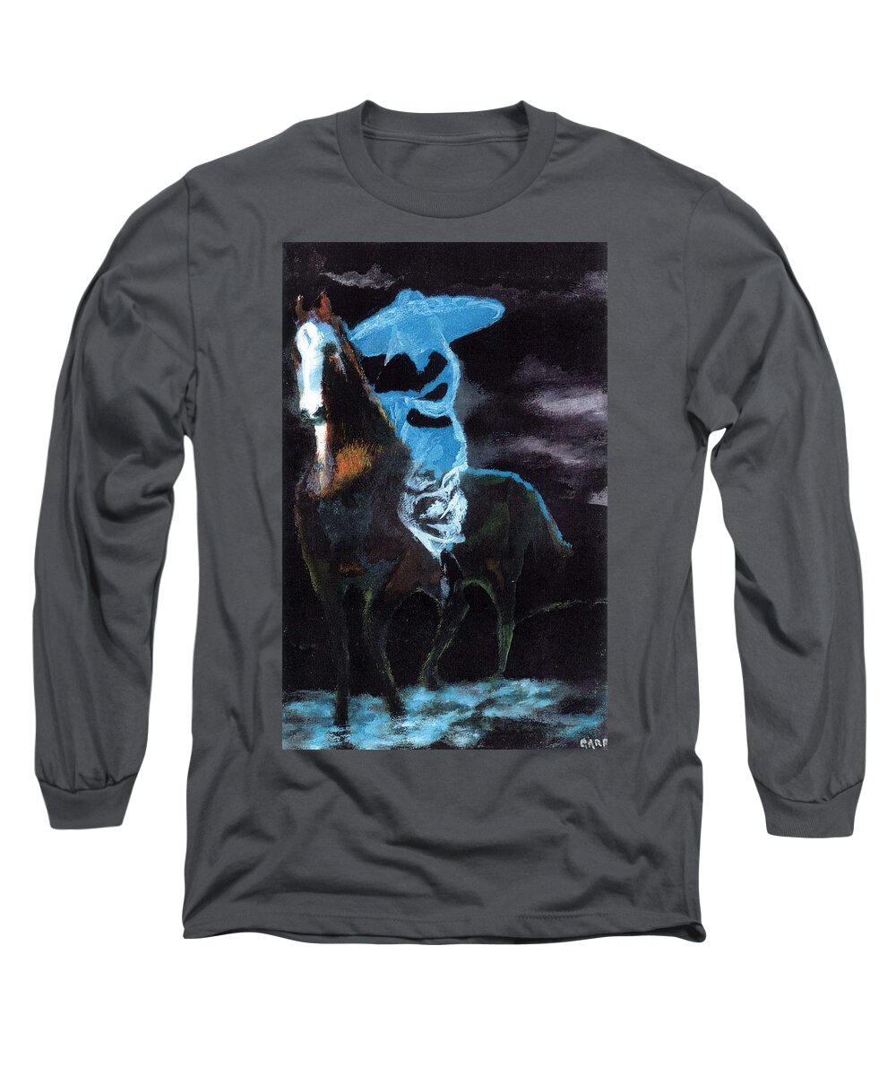 Horse Long Sleeve T-Shirt featuring the painting Amazzone notturna by Enrico Garff