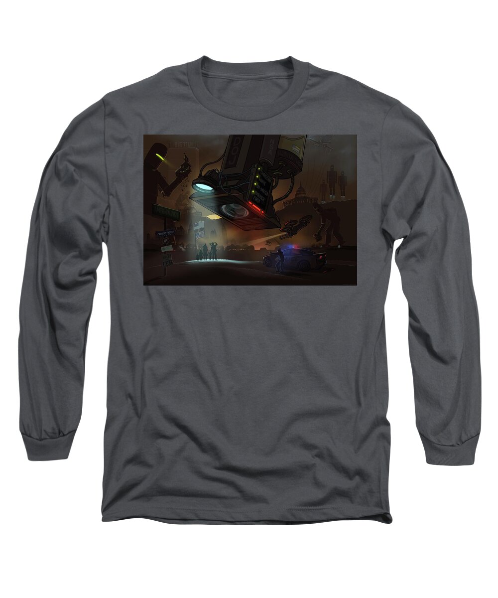 Globalist American Empire Long Sleeve T-Shirt featuring the digital art America 2021 by Emerson Design