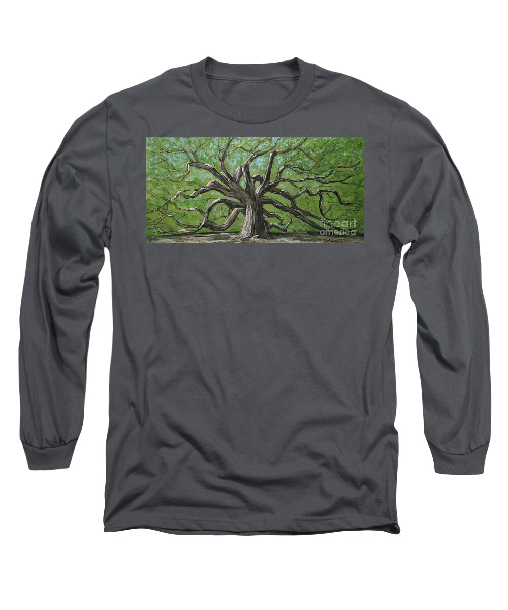 Trees Long Sleeve T-Shirt featuring the painting Angel Oak by Jimmy Chuck Smith