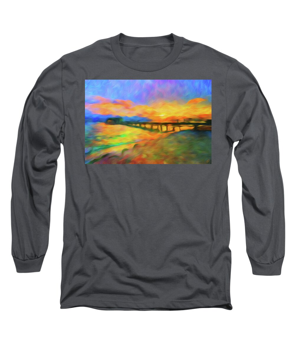 Anna Maria Island Long Sleeve T-Shirt featuring the photograph Anna Maria Island Rod and Reel Pier by Rolf Bertram