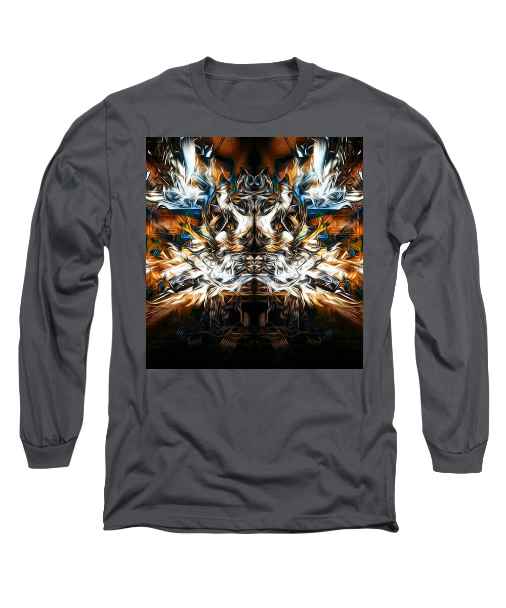 Flames Long Sleeve T-Shirt featuring the digital art Anxiety by Jeff Malderez