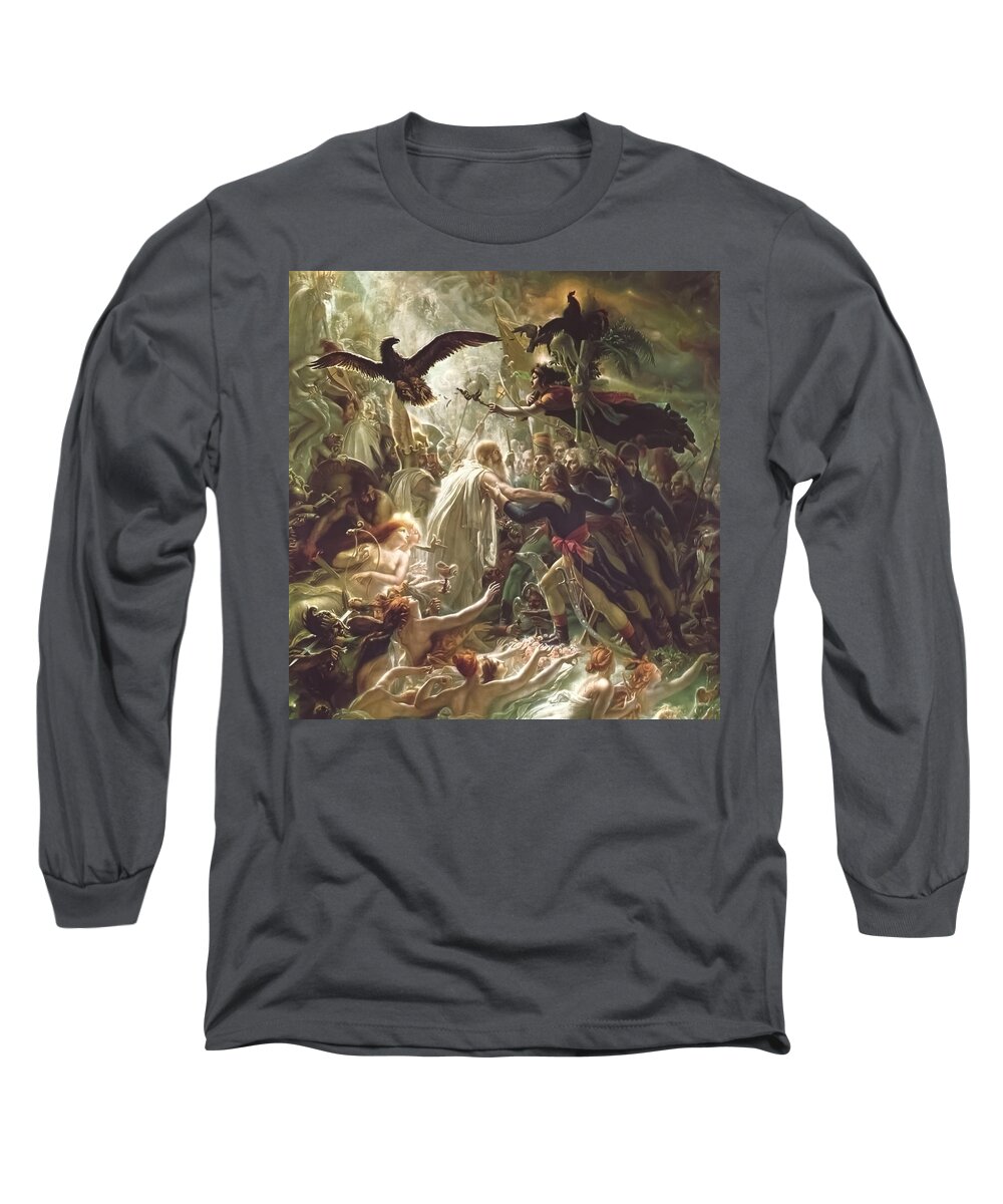 Anne-louis Girodet Long Sleeve T-Shirt featuring the painting Apotheosis of the French Heroes by Anne-Louis Girodet