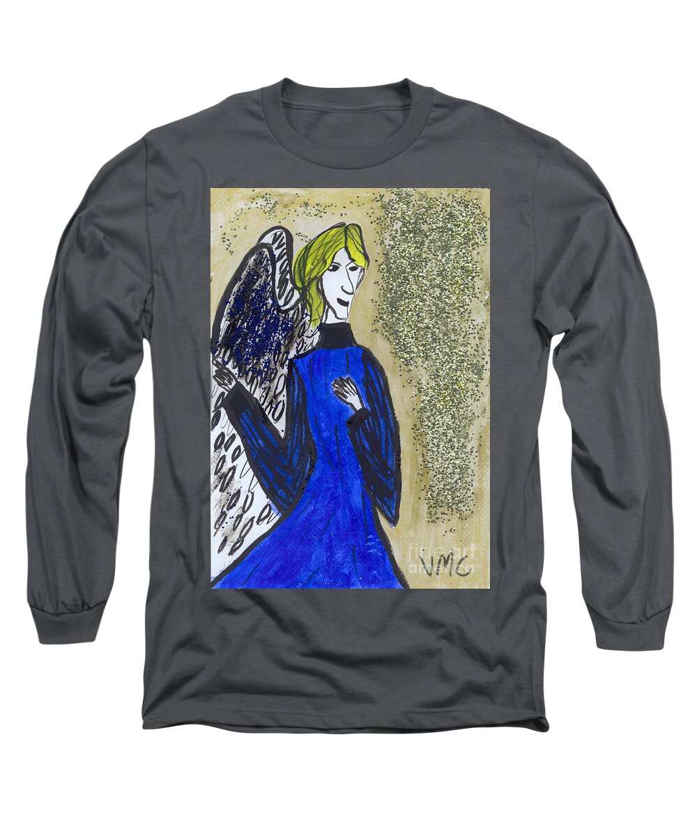 Angel Long Sleeve T-Shirt featuring the painting Archangel Michael by Victoria Mary Clarke