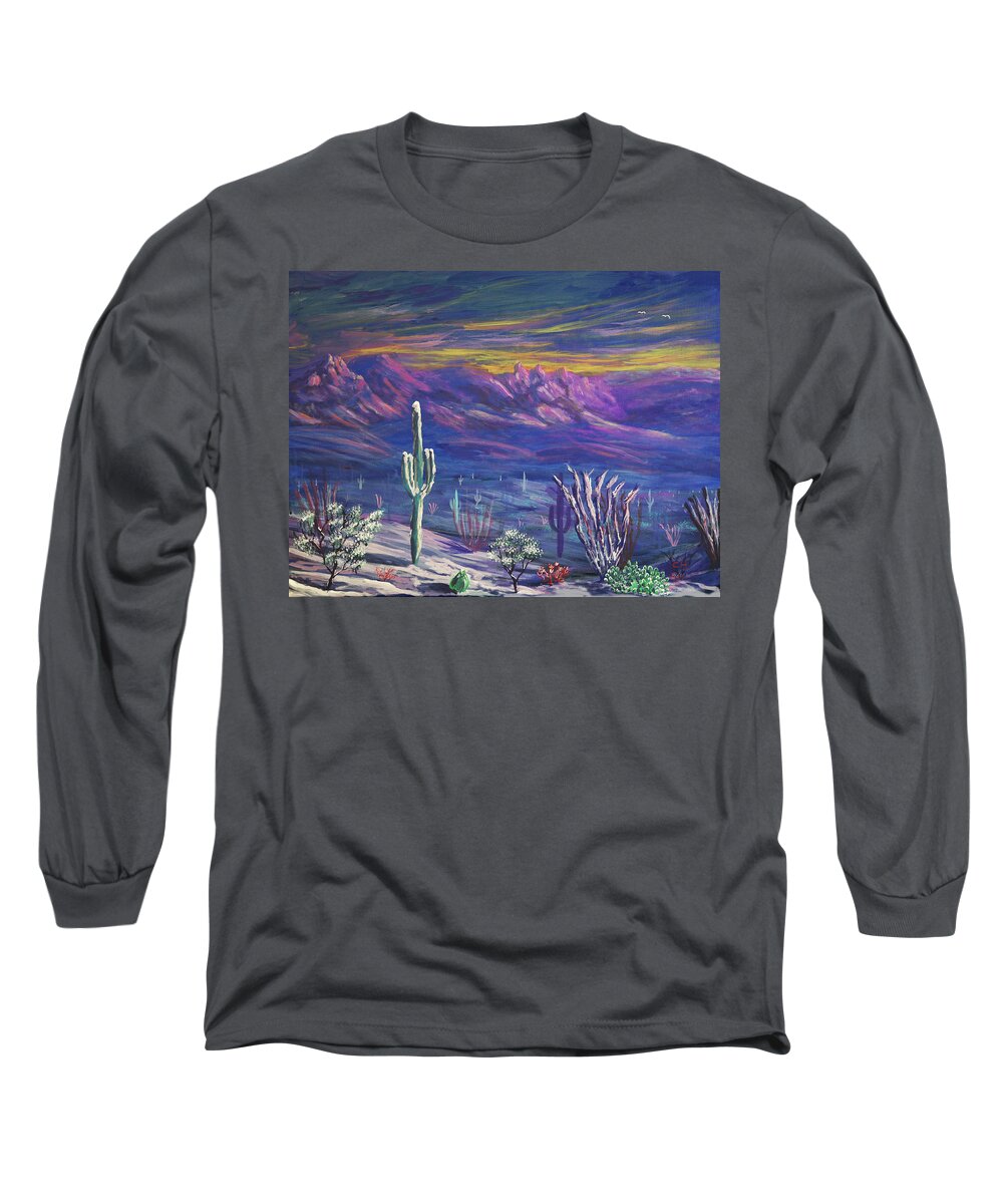 Arizona Long Sleeve T-Shirt featuring the painting Arizona Winter by Chance Kafka