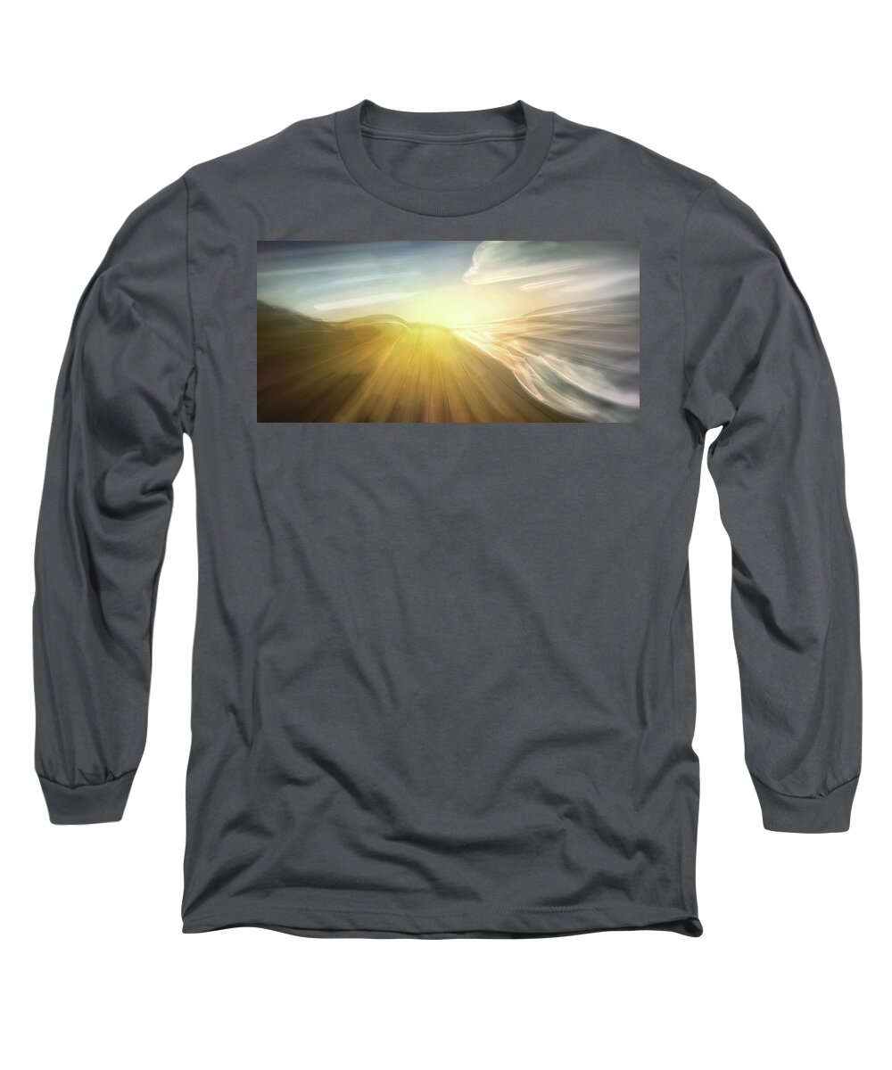Beach Long Sleeve T-Shirt featuring the digital art Art - Morning at the Beach by Matthias Zegveld