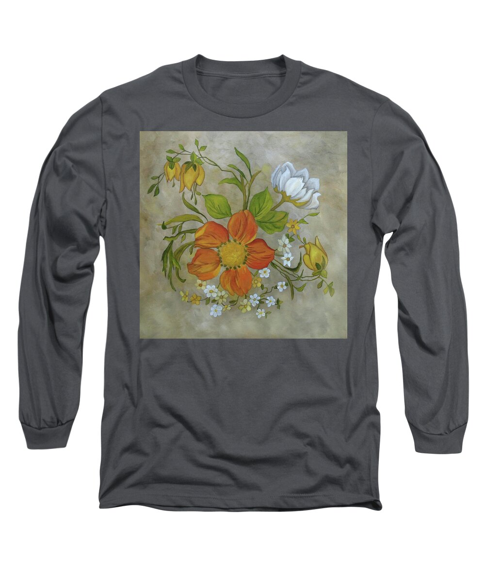 Flowers Long Sleeve T-Shirt featuring the painting Sylvan Posy by Angeles M Pomata