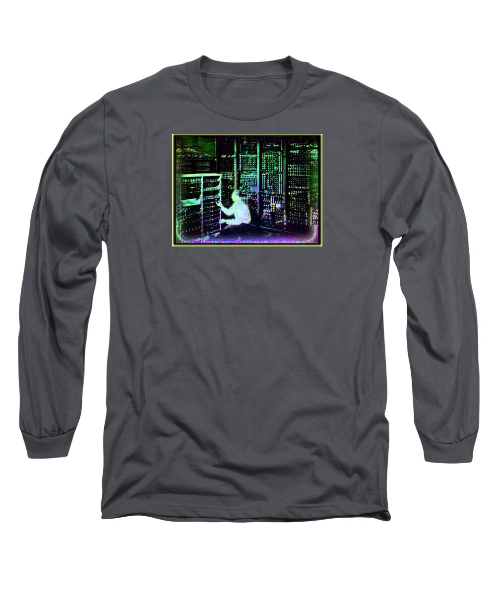 Wunderle Long Sleeve T-Shirt featuring the digital art Man and Machine V1A by Wunderle