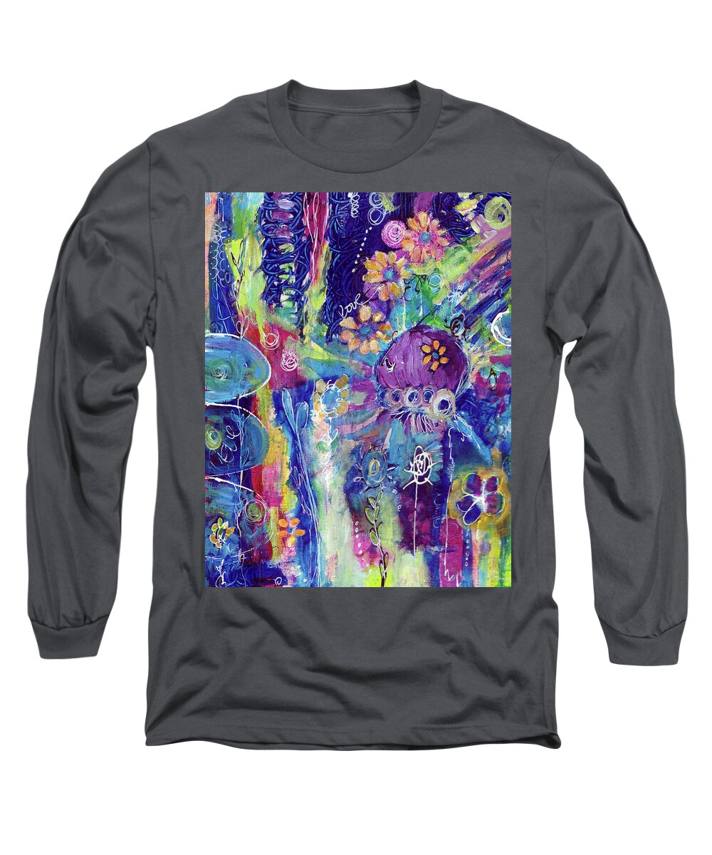 Abstract Long Sleeve T-Shirt featuring the painting At Last by Winona's Sunshyne