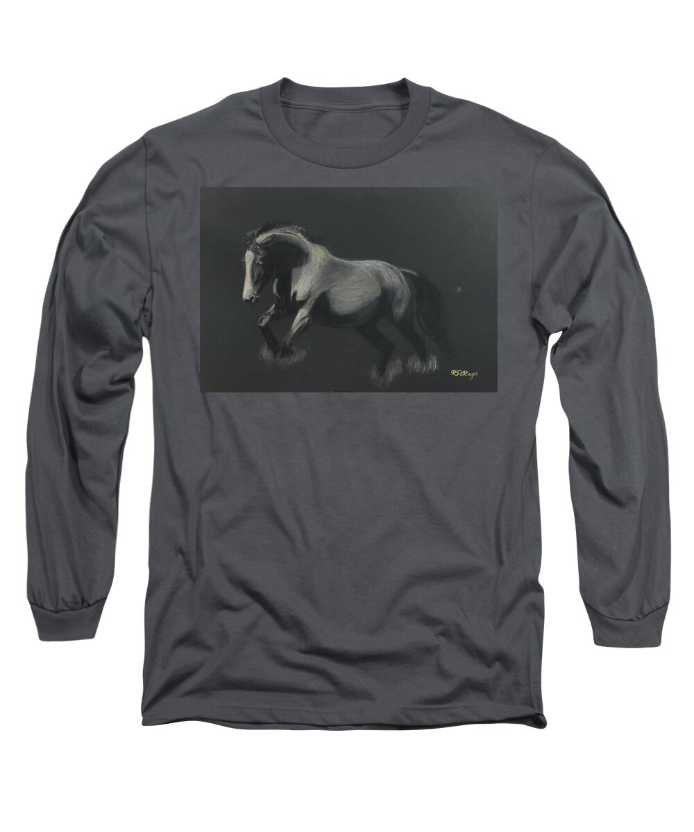 Horse Long Sleeve T-Shirt featuring the pastel Australian Waler by Richard Le Page