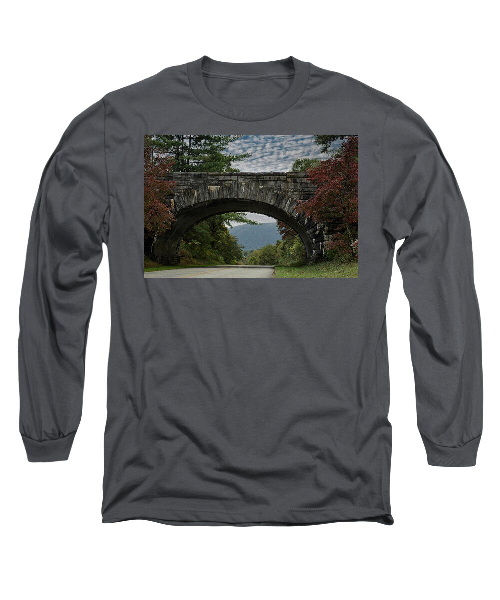 Bridge Long Sleeve T-Shirt featuring the photograph Autumn Arch by Steve Templeton