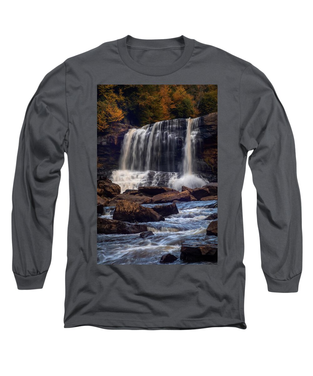 Blackwater Falls Long Sleeve T-Shirt featuring the photograph Autumn at Blackwater Falls by Jaki Miller