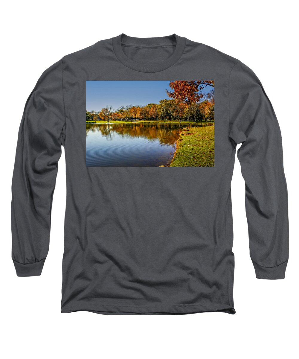 Milwaukee County Parks Long Sleeve T-Shirt featuring the photograph Autumn on an Inland Pond by Deb Beausoleil