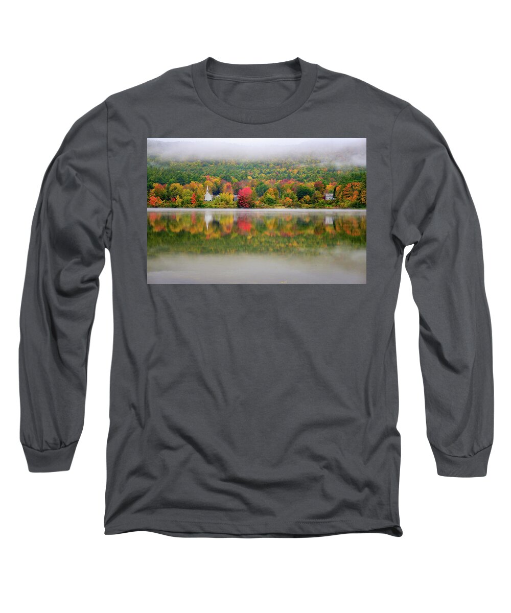New Hampshire Long Sleeve T-Shirt featuring the photograph Autumn Reflections, Eaton, NH. by Jeff Sinon