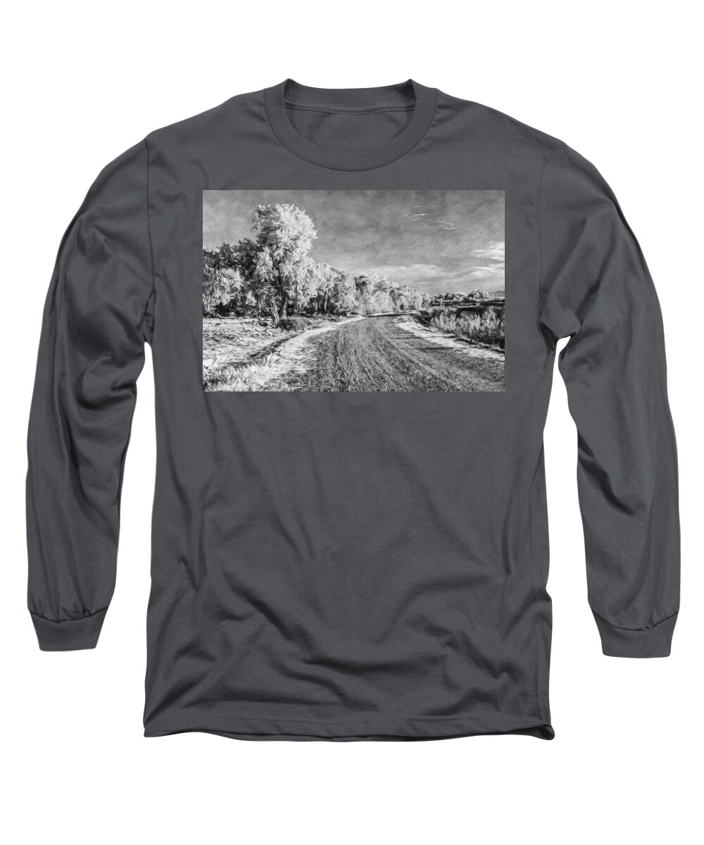 Autumn Long Sleeve T-Shirt featuring the photograph Autumn Road-001-M by David Allen Pierson