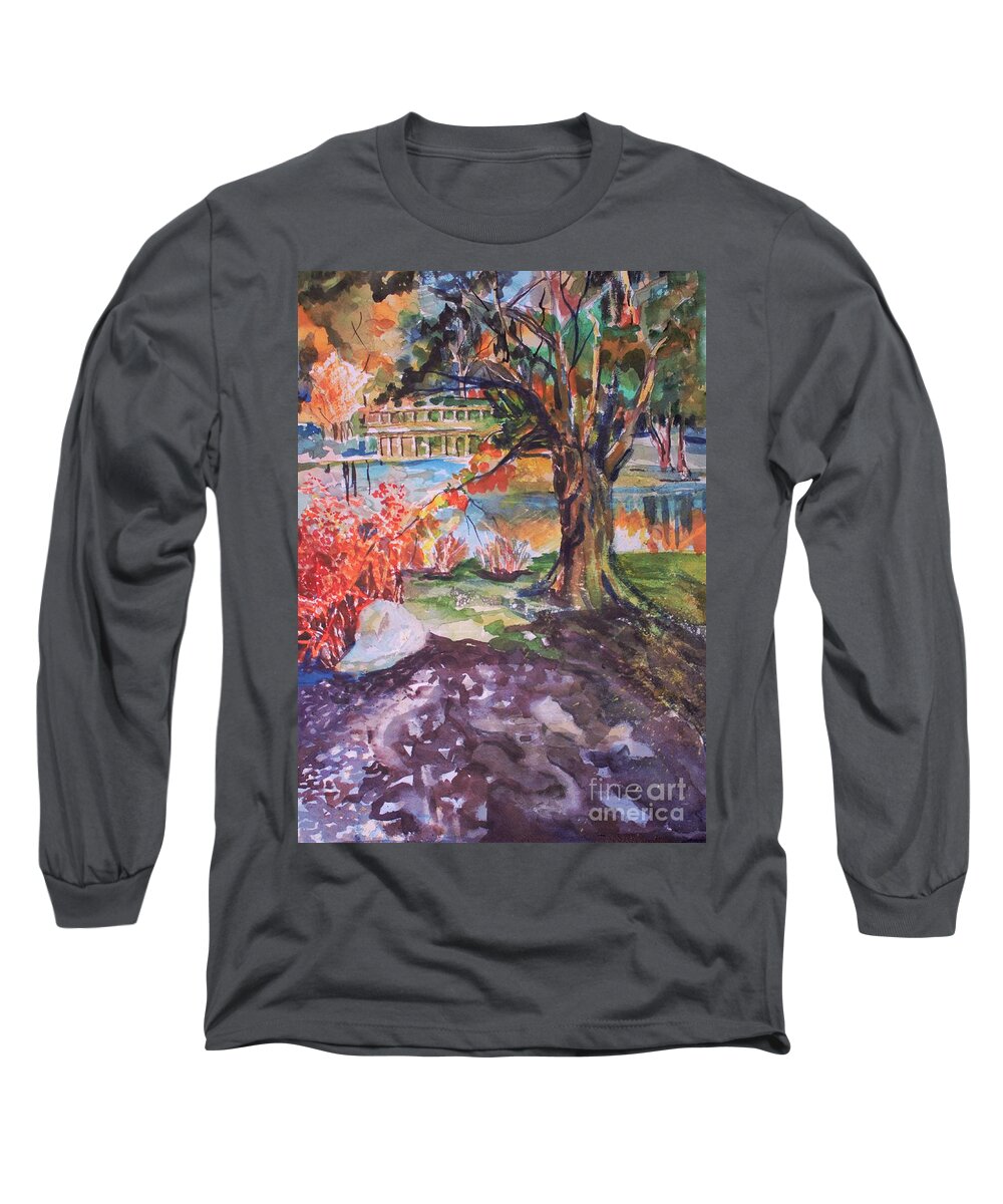 Autumn Long Sleeve T-Shirt featuring the painting Autumn Shade by Mindy Newman