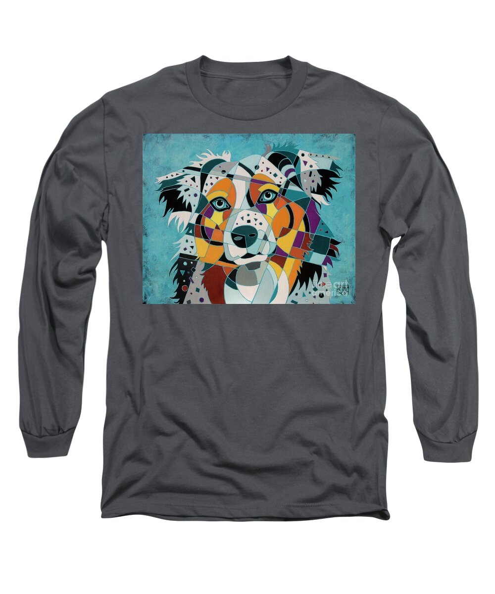 Aussie Long Sleeve T-Shirt featuring the painting Awesome Aussie by Barbara Rush