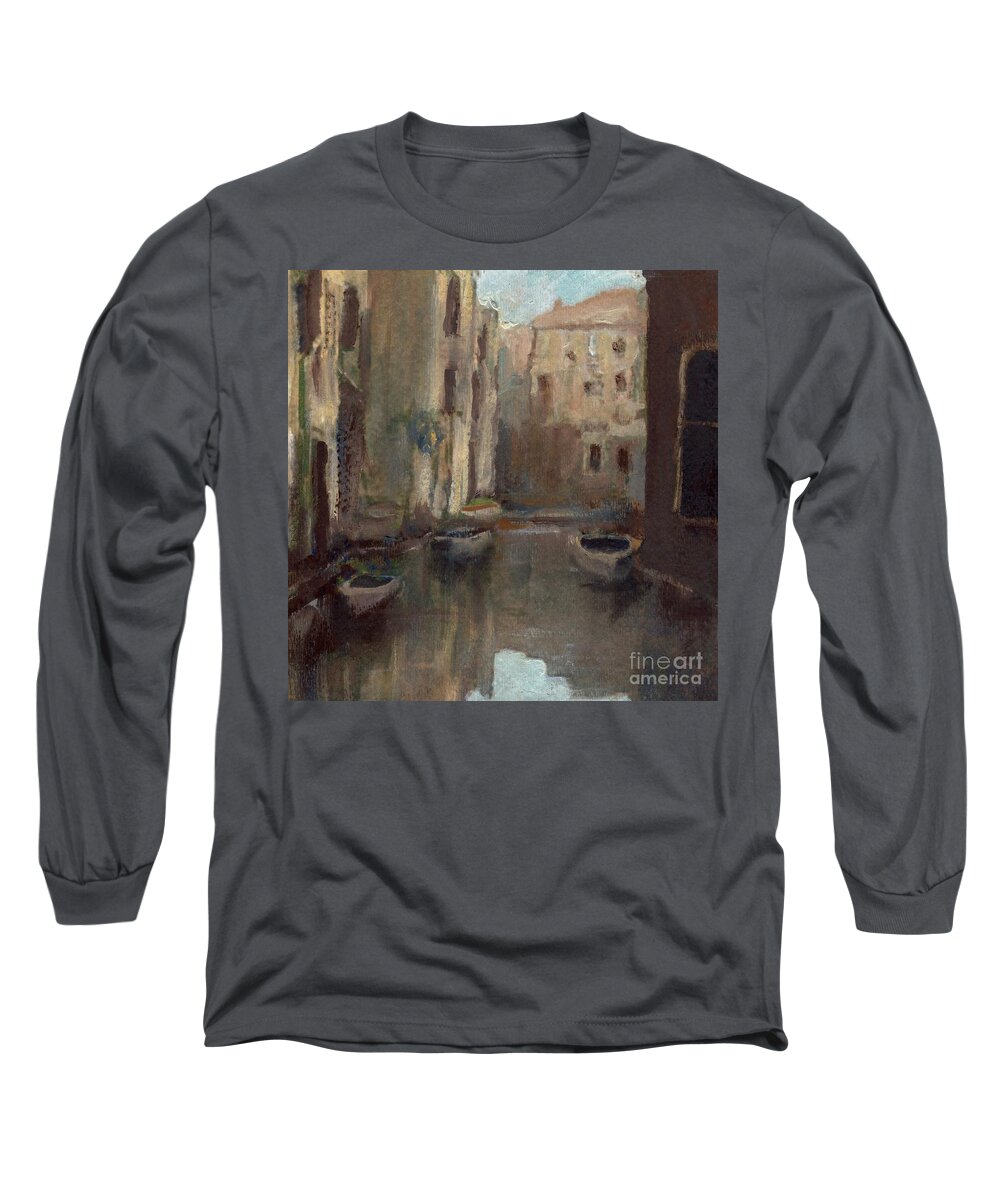 Venice Long Sleeve T-Shirt featuring the painting Back Canal Venice by Randy Sprout