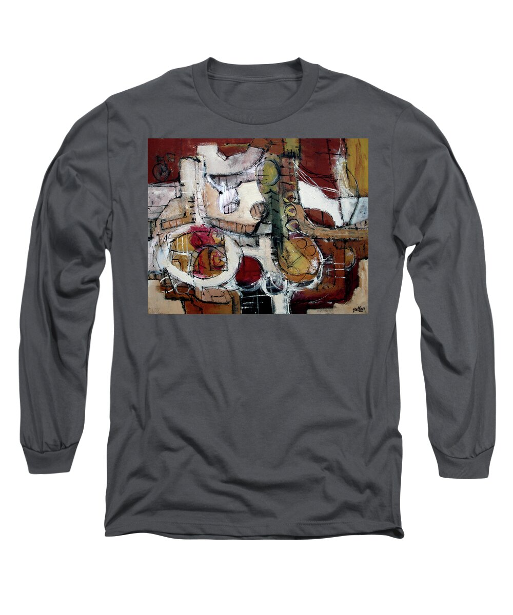 Abstract Long Sleeve T-Shirt featuring the painting Back Nine by Jim Stallings
