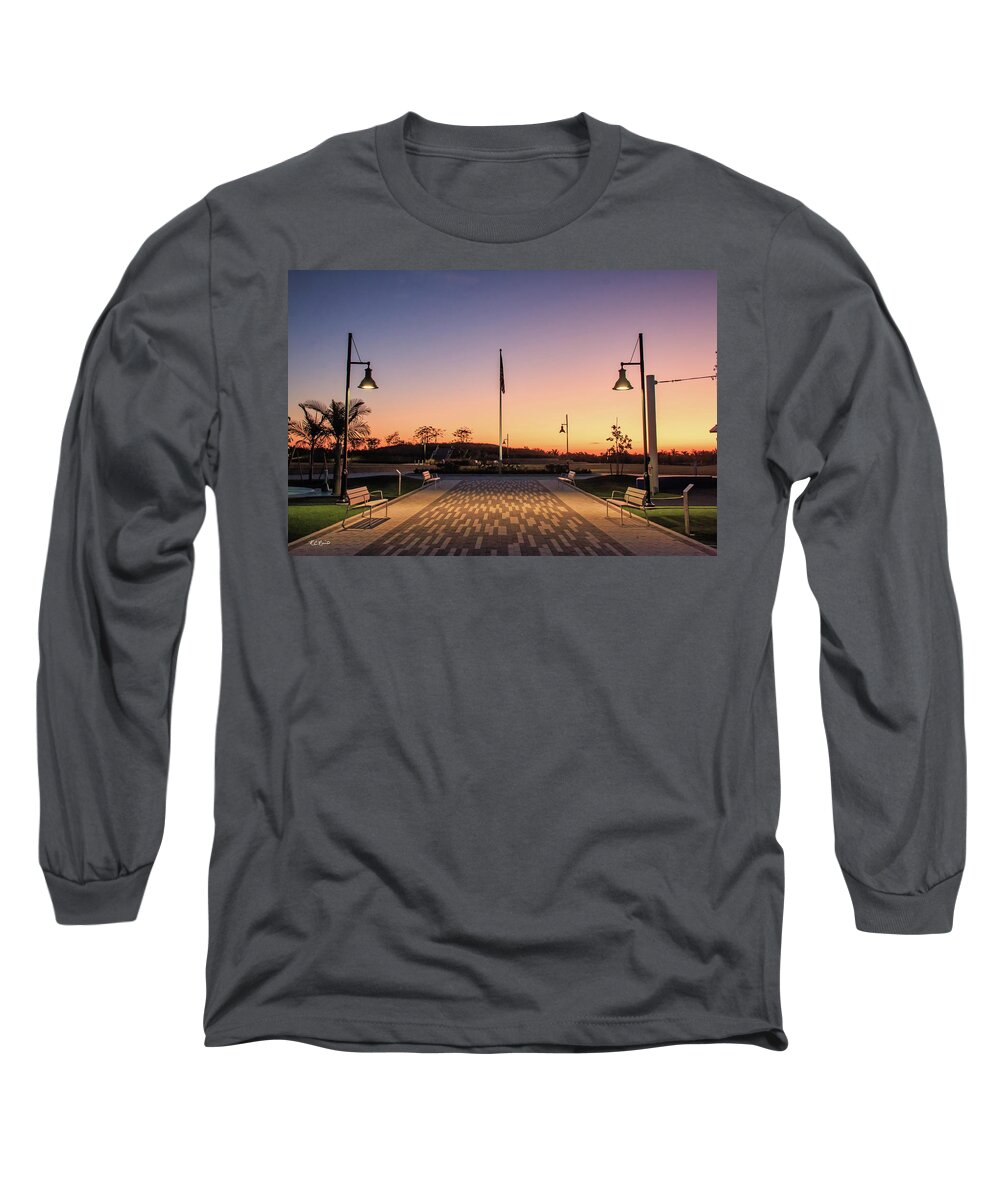 Office Long Sleeve T-Shirt featuring the photograph Baker Park - Entrance to Naples Baker Park at Dawn by Ronald Reid