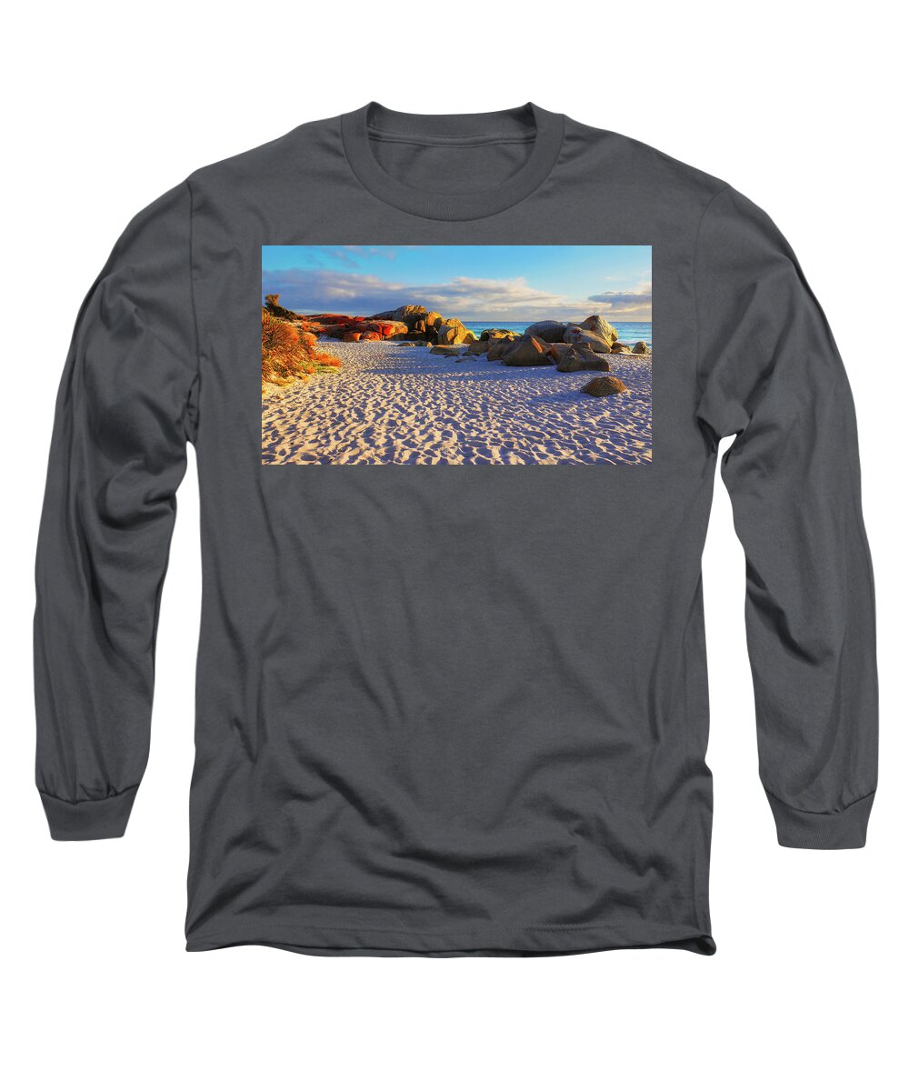 Tantalising Long Sleeve T-Shirt featuring the photograph Bay of Fires Sunrise by Lexa Harpell