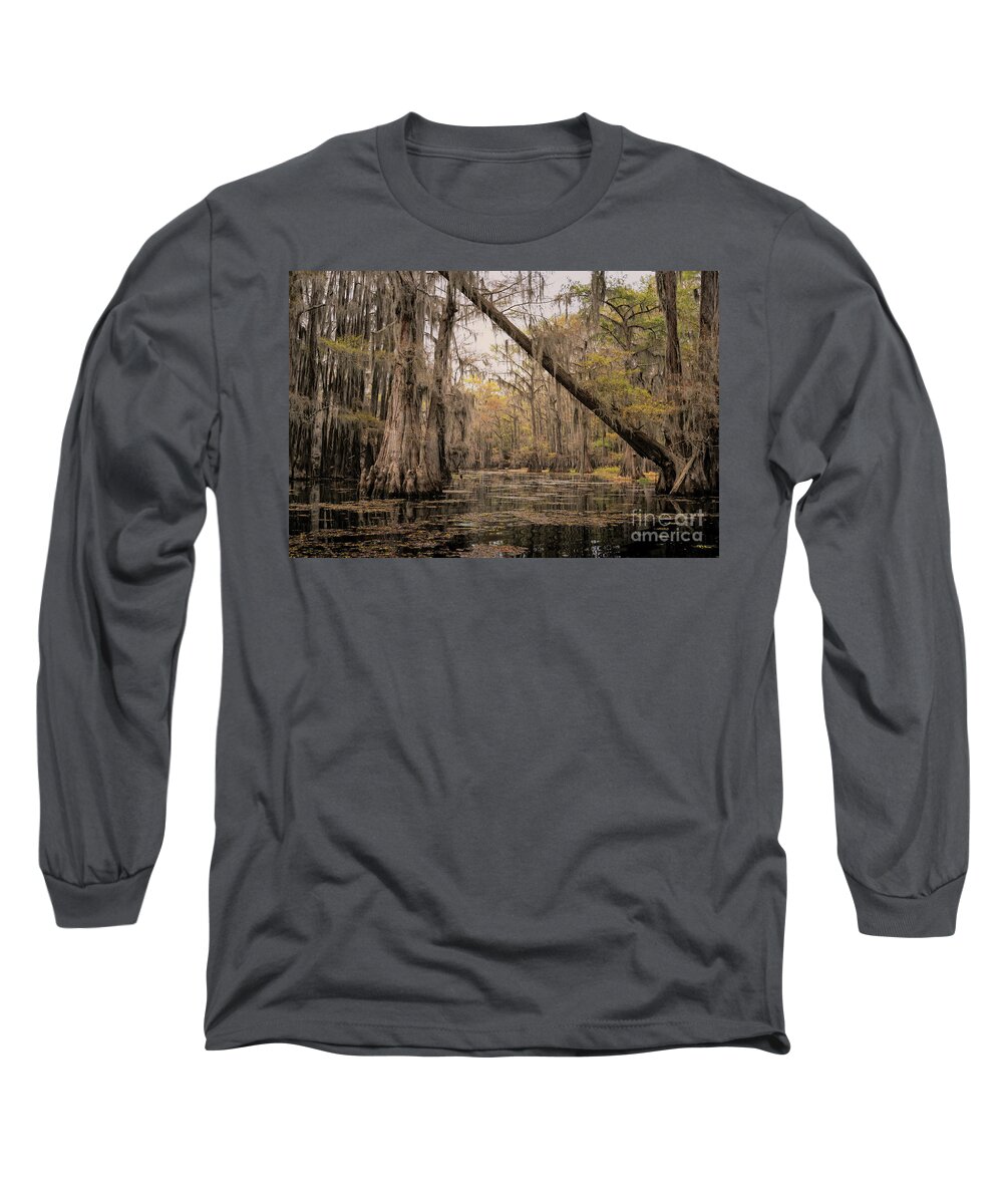 Landscape Long Sleeve T-Shirt featuring the photograph Bayou Travels - Caddo Lake by Sandra Bronstein