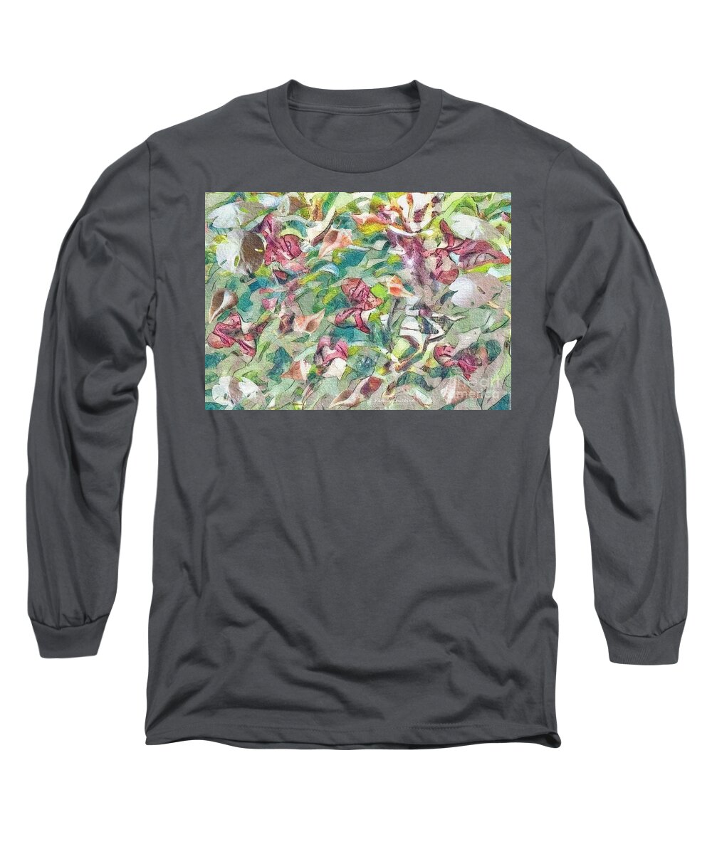 Abstract Long Sleeve T-Shirt featuring the digital art Beach Stroll by Kathie Chicoine